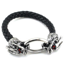 Boucle en métal à la mode Dragon Design Braided PU Bracelet à la main à la corde à la main